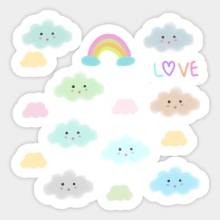 a cute character, cloud friends,Clouds, rainbow Sticker